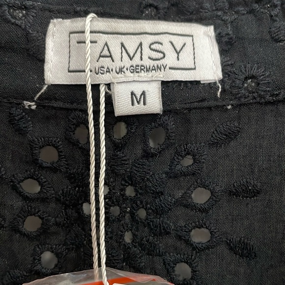TAMSY black eyelet button down tunic top. M - Picture 6 of 6